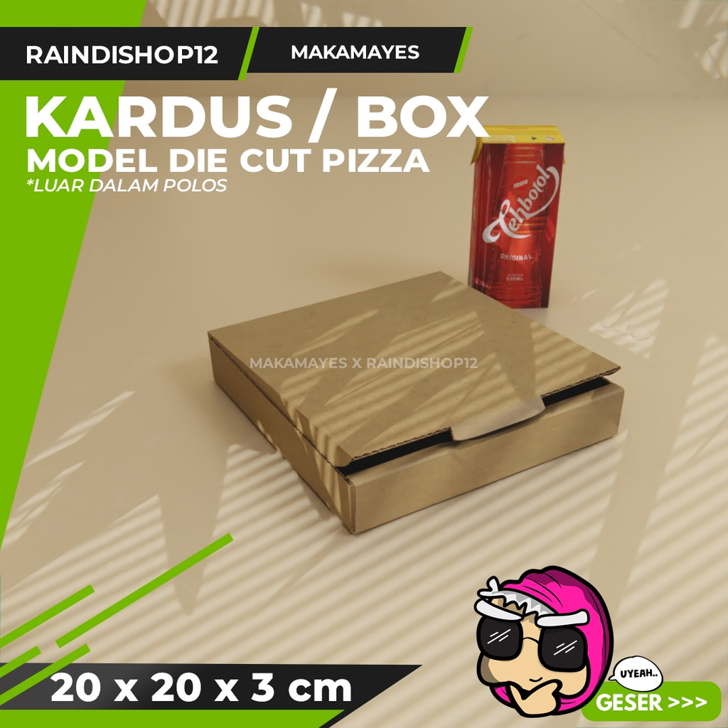 

(MIN 5 PCS) BOX 20 X 20 X 3 CM KARDUS DIE CUT PIZZA KEMASAN PACKAGING KADO