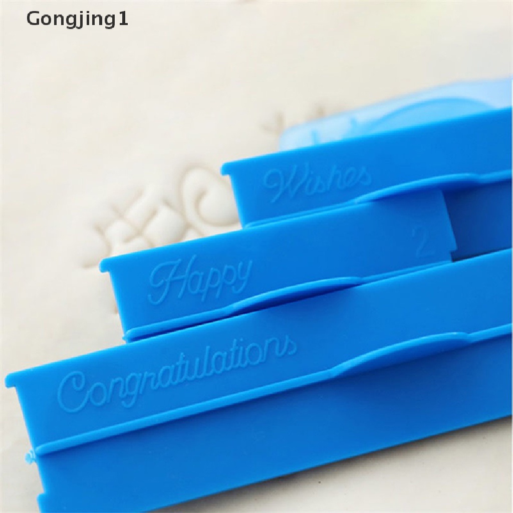 Gongjing1 6pcs / set Cetakan Huruf Happy Birthday Bahan Plastik