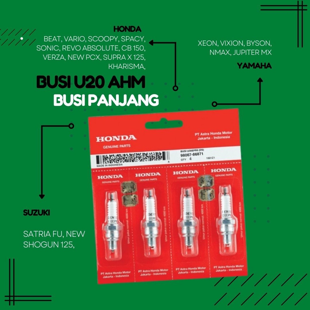 Busi Motor DENSO U20 original / busi U20FSU AHM / busi kharisma / busi supra 125 original
