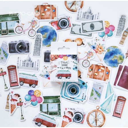 

[Artopia] Sticker Van 45 pcs Mini Box Stiker Desain Kawaii Lucu untuk Scrapbook / Jurnal / Diary Journal Journaling Bujo
