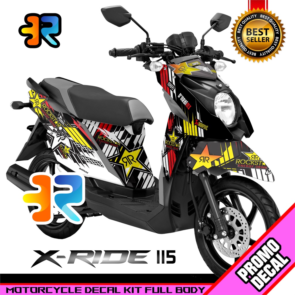 Decal Motor XRide 115 Desain Rockstar Motocross Sticker Decal X-Ride 115 Full Body