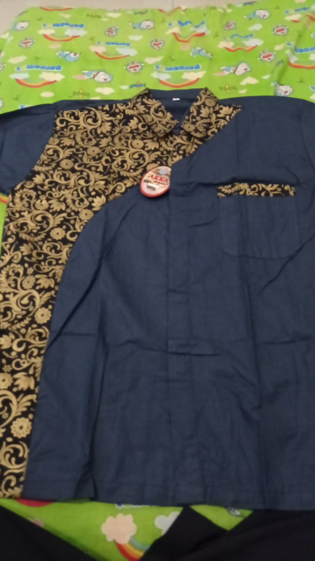 Atasan Batik Pria Modern Kombinasi Batik Seno Kenongo Padi Risna Batik Hrb026 Batik Ipnu-ippnu Mlxl