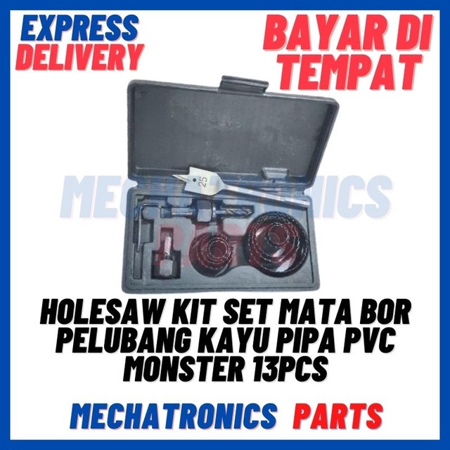 [DEV-9476] HOLE SAW HOLESAW KIT SET MATA BOR PELUBANG KAYU PIPA PVC MONSTER 13PCS