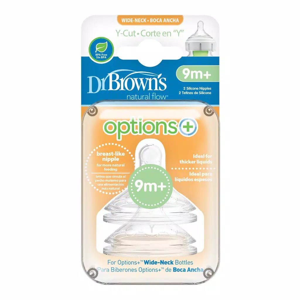 Nipple Dot Botol Susu Bayi Dr. Brown`s Wide Neck Silicone Options+ Nipple 2pcs WNY201 Y-CUT