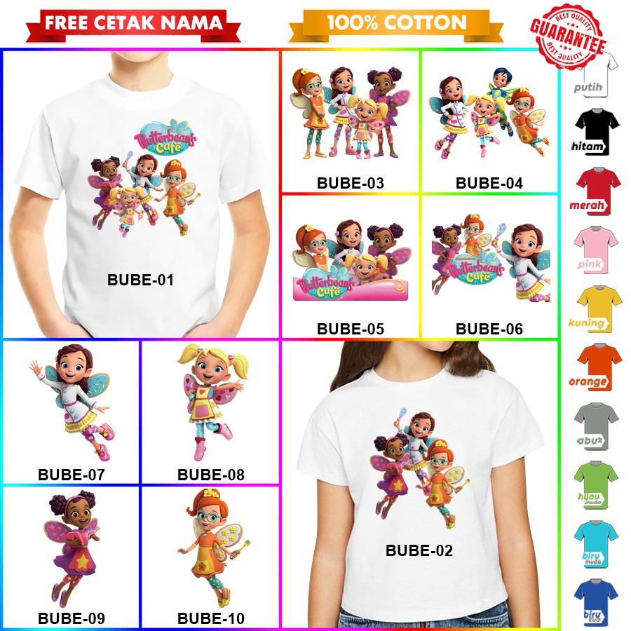 [FREE NAMA!!] Baju Kaos ANAK DAN DEWASA BUTTERBEANS CAFE BANYAK MOTIF