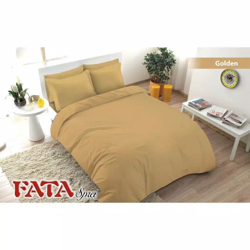 FATA - Bedcover Set / Bed Cover Polos Golden Ukuran Single 120x200 / Single 100x200 / Single 90x200