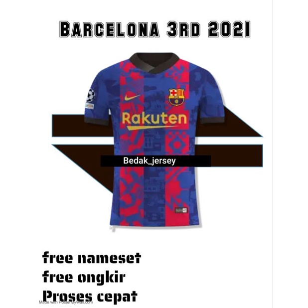 Jersey Barcelona Third 2021/2022 Full Printing Free Nameset