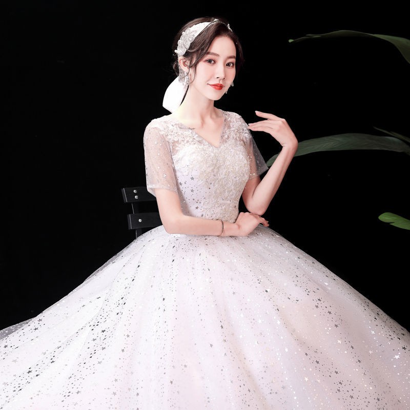 150 Bling Bling Long Tail Women Bridal Wedding Party Gown Dress