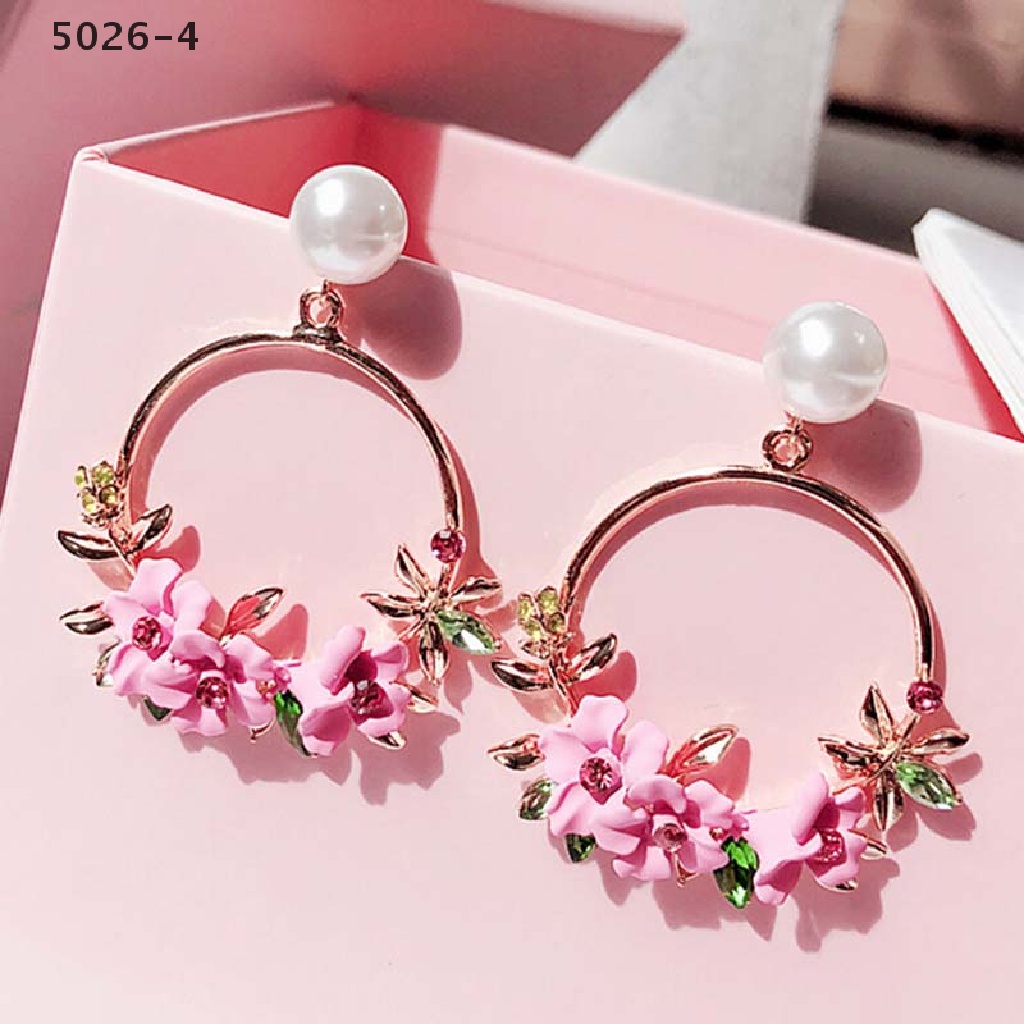 5026-4 Women Charm Flower Drop Dangle Earrings Jewelry Ear Studs Wedding Jewelry Gift 5026-4