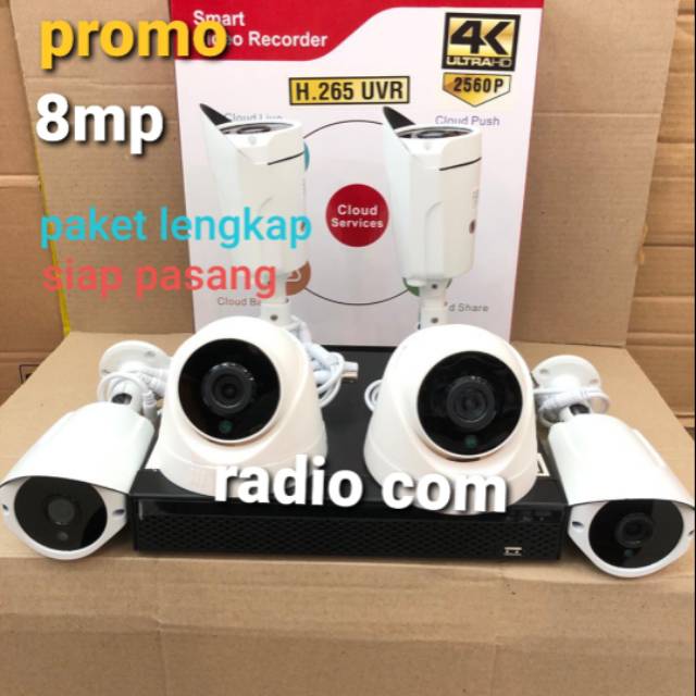 PAKET CCTV 8 CHANEL 8 MEGA PIXEL 4K H 2560P HD TURBO IC SONY INDOOR DAN OUTDOOR