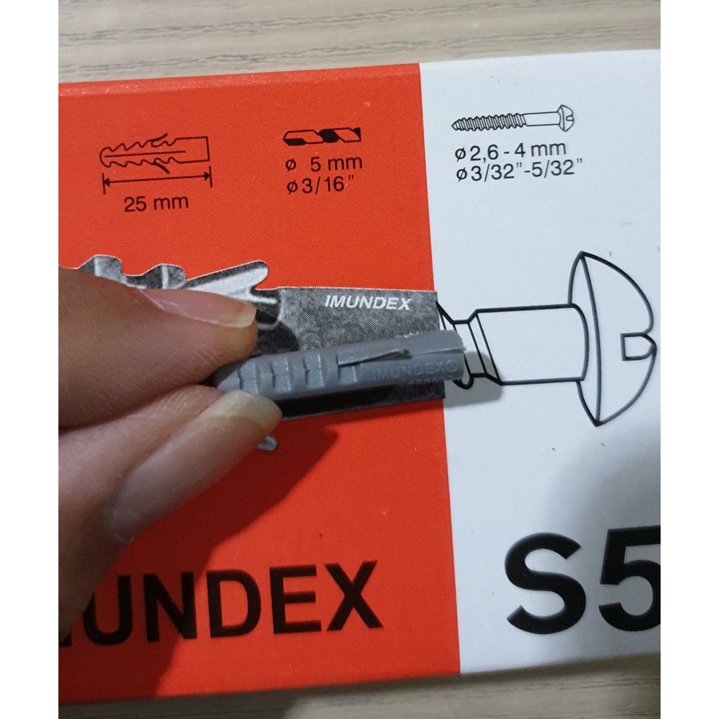 Fisher IMUNDEX S5 isi 100pcs / Fiser untuk Skrup Tembok S 5 / Viser Lubang Dinding 5mm Nylon Plug