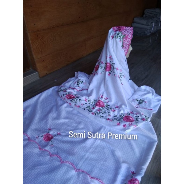 MUKENA TERUSAN DEWASA SEMI SUTRA KOTAK KOTAK PREMIUM MURAH COD GROSIR ECER