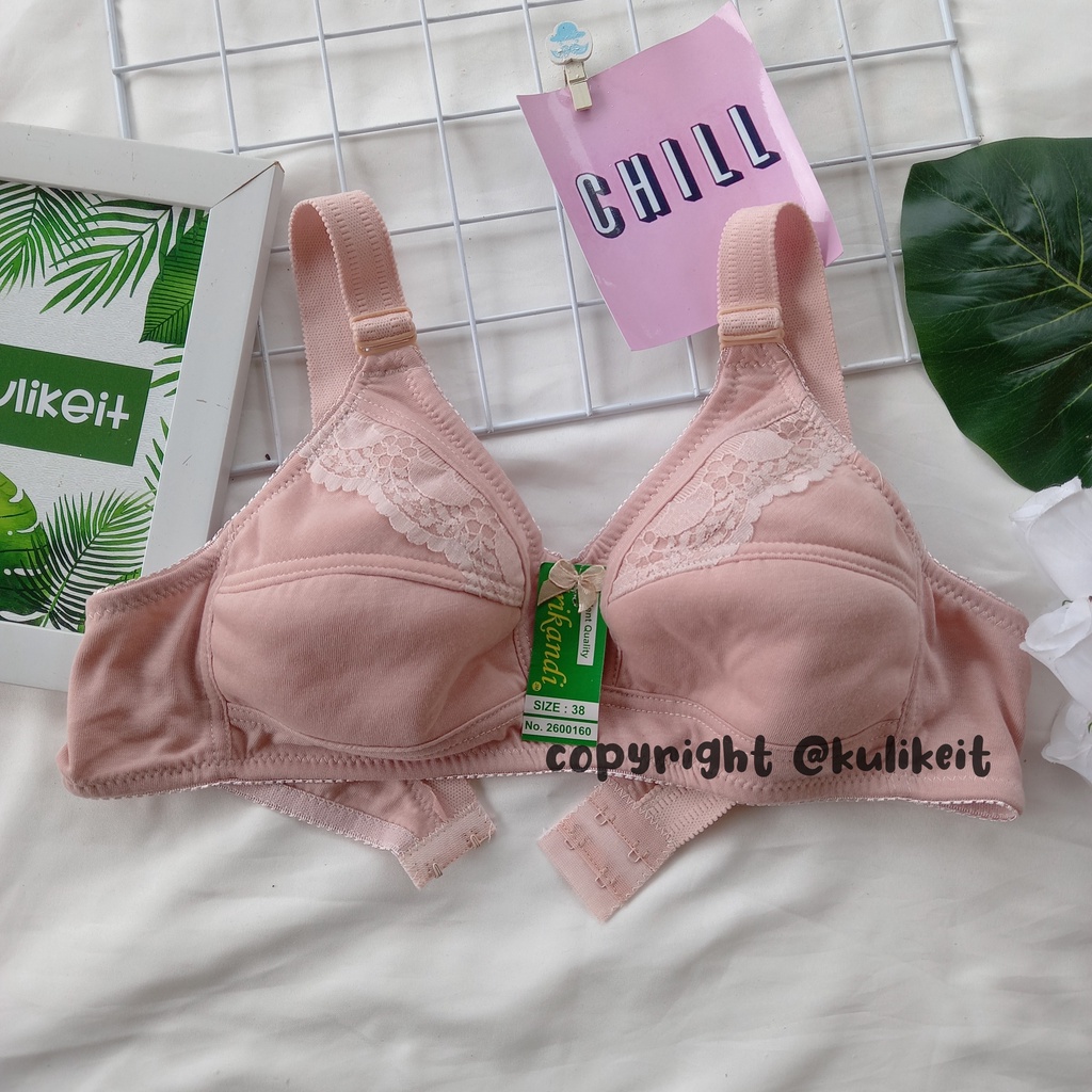 BRA / BH Tanpa Busa Tanpa Kawat Cup Besar 2 Kait Model Plum Versi Murah 38 40 42 44 | BH Ibu-ibu | B