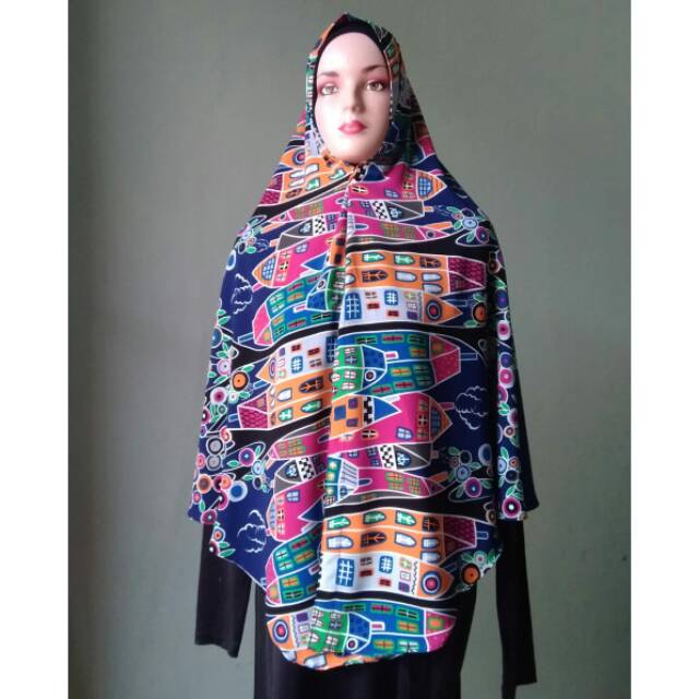 Khimar Jilbab Instan Syari Wolfis Motif
