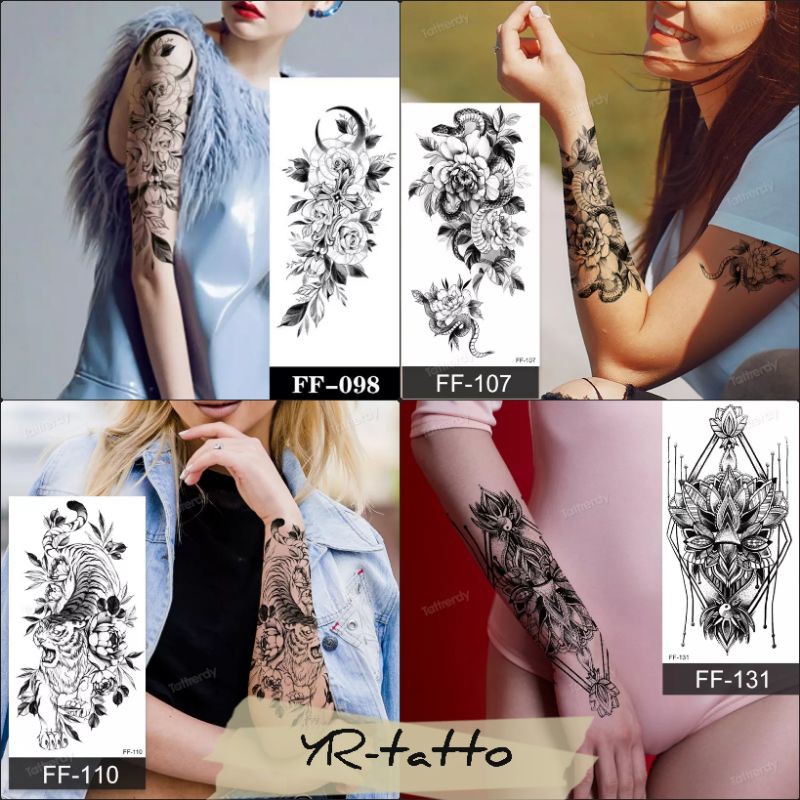 Tatto temporary Model ular Sayap Kembang Bunga model FF