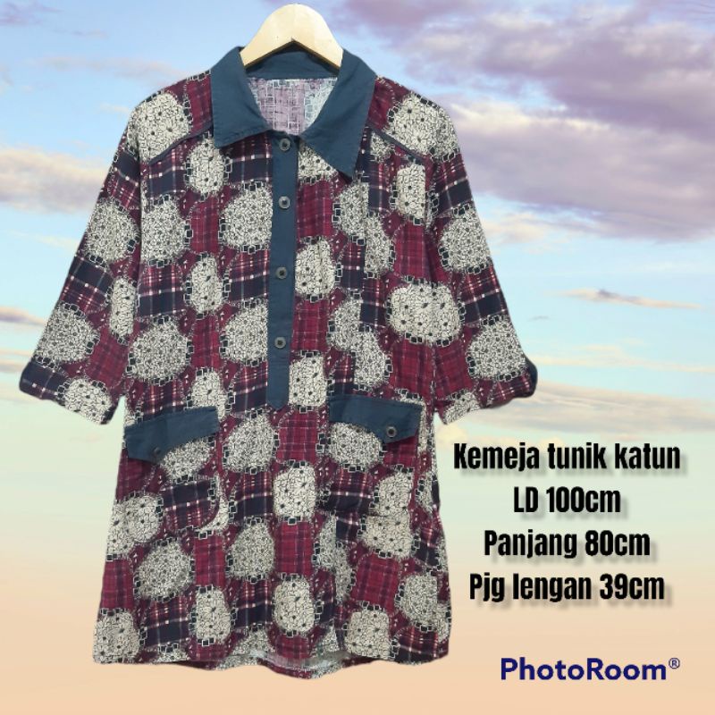 Kemeja tunik wanita katun
