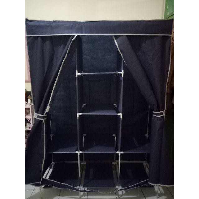 Lemari Pakaian Kain Portable Jumbo 88130 Lemari 3 Sekat serbaguna Lemari Baju anak kost lemari hemat tempat