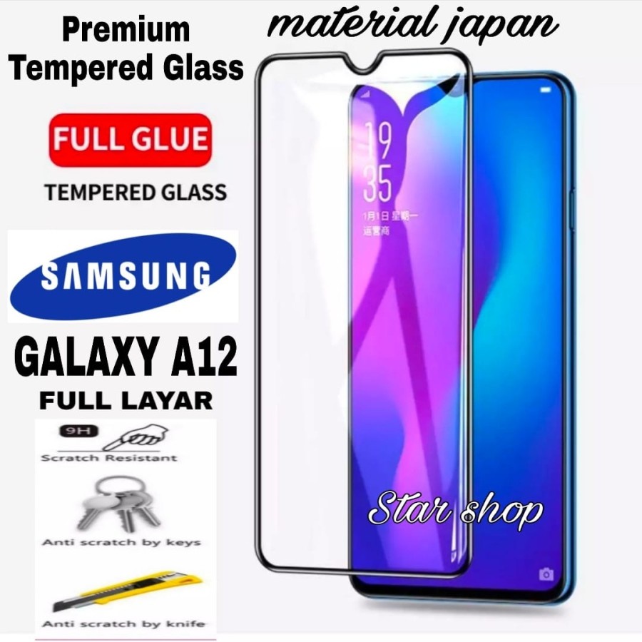 Tempered Glass Samsung A12 Premium Glass Full Covered