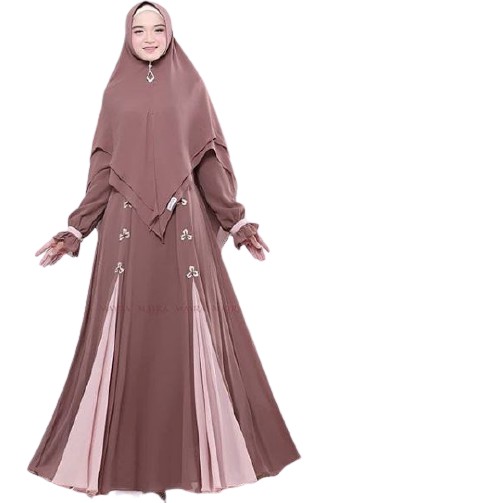 Fashion Muslimah Gamis Azhr Syari Set Khimar / Gaun Panjang Dewasa Set Krudung Modis Dan Casual