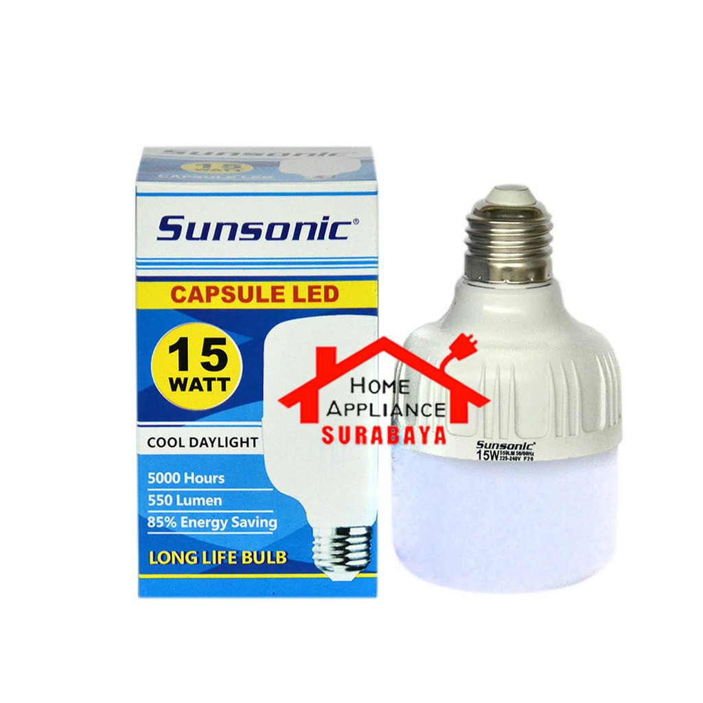 Lampu Sunsonic LED Capsule Kapsul Tabung 15W 15 Watt Cahaya Putih - 15 Watt Super LED