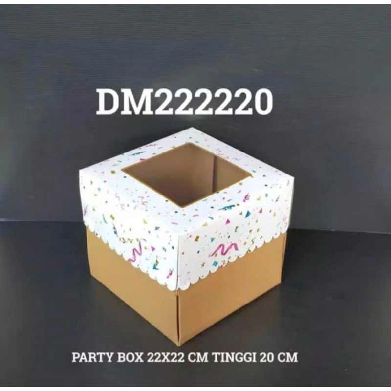 Dus kue ultah tinggi box cake party 22cm
