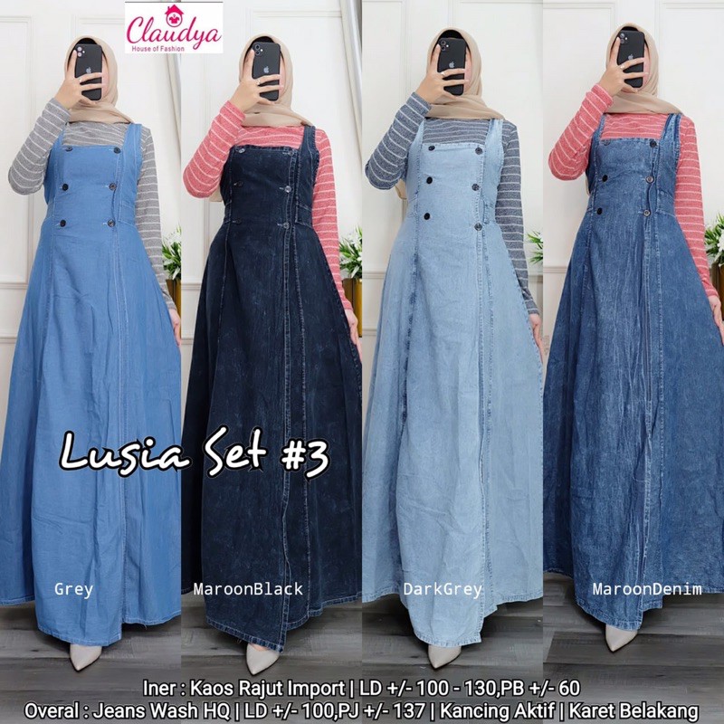 SETELAN OVERALL + INNER LUSIA SET #3 BY CLAUDYA
