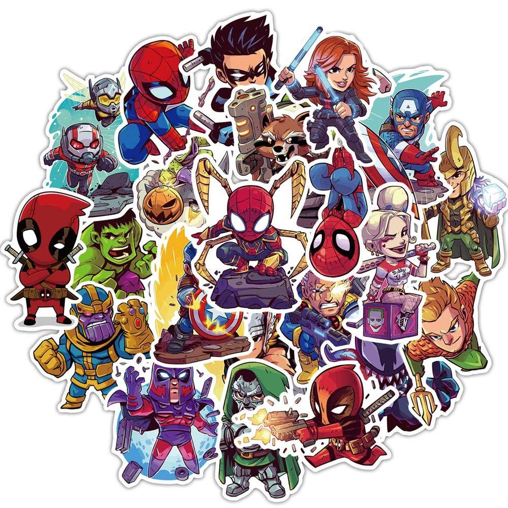 50 Pcs / Pak Stiker Desain Anime Spiderman Avengers Tahan Air Untuk Alat Tulis Laptop Koper Scrapbook