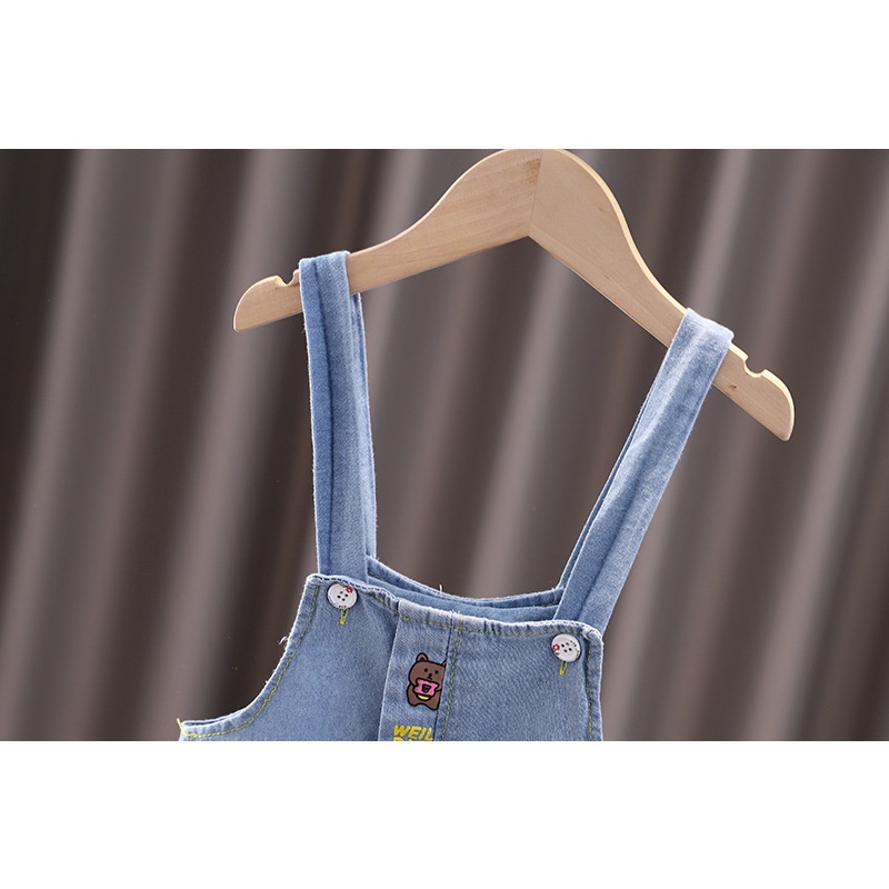 Setelan Anak IVY Baju Jumpsuit Denim Set 2in1 Anak Perempuan Import