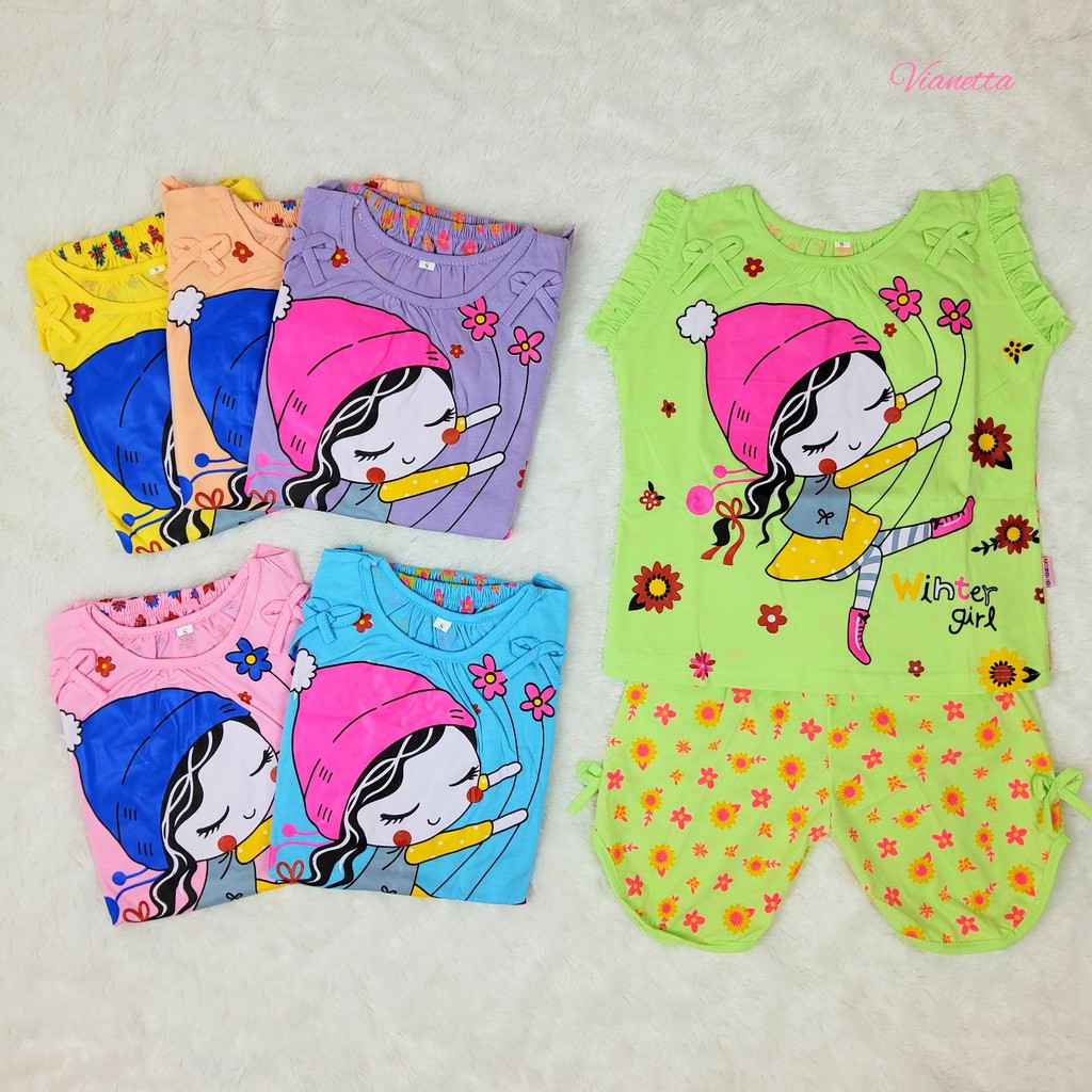 Baju Tidur Anak Perempuan / Setelan Anak Perempuan Usia 2-8 Tahun