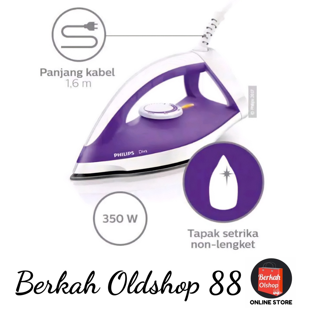 Berkah Oldshop 88 - PHILIPS Dry Iron GC122 Setrika - GC-122 Garansi resmi GC 122