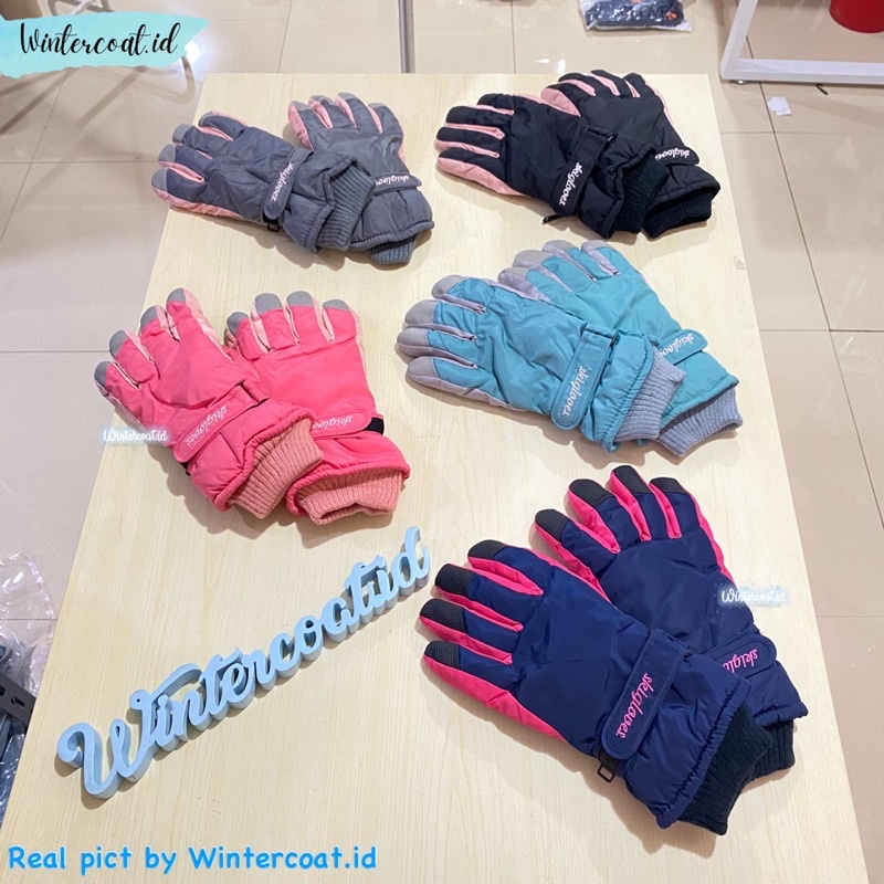 Sarung tangan salju ski gloves snow wanita import waterproof hangat suhu minus kaos tangan winter musim dingin cewek