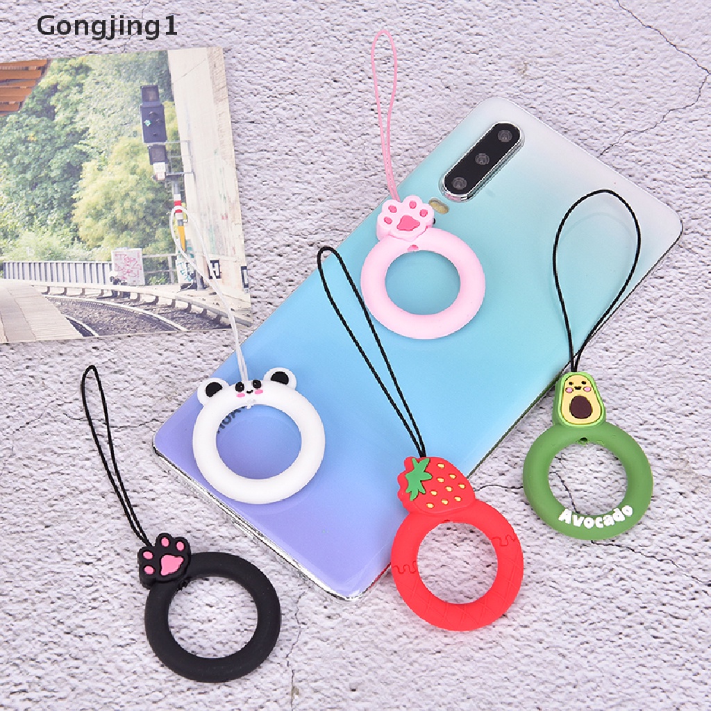 Gongjing1 Tali Lanyard Silikon Anti Hilang Motif Kartun 3D Untuk Handphone Universal