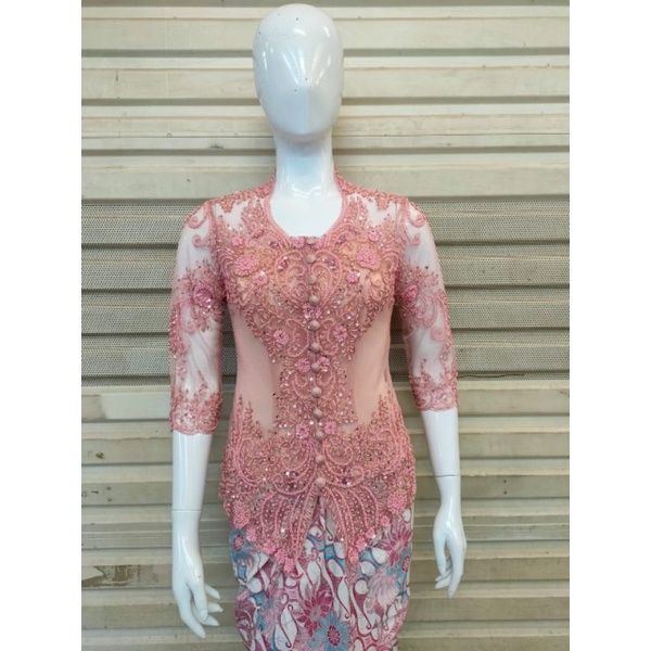 Setelan kebaya payet kerah sunda//kebaya payet lengan 7/8//kebaya payet pink