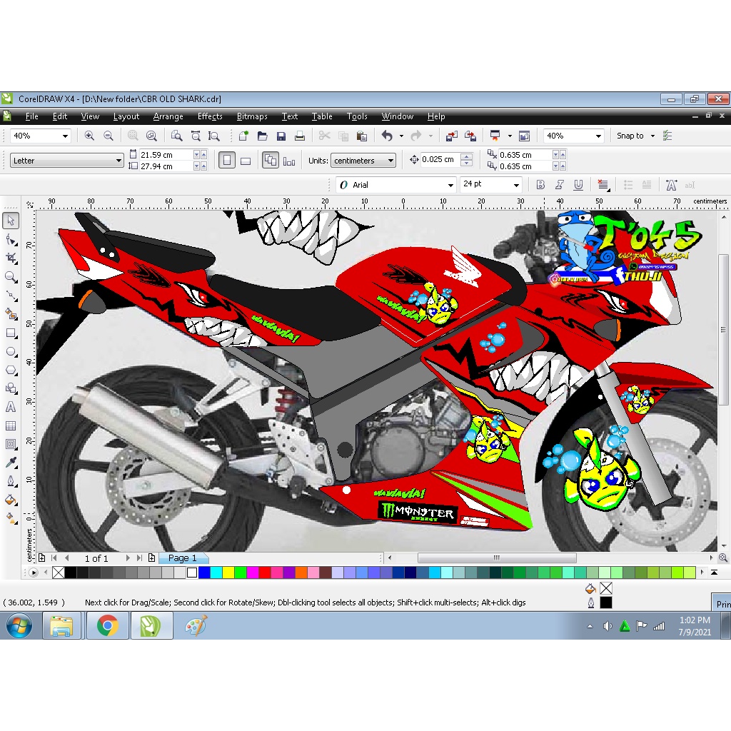 Sticker Striping CBR old cbu custom shark