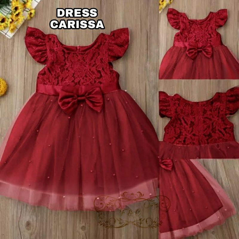 DRESS CARISSA KID FASHION PAKAIAN ANAK PEREMPUAN BAHAN BRUKAT FEHM