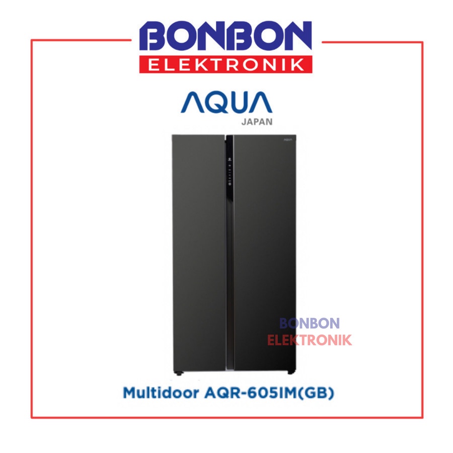 AQUA Kulkas 2 Pintu Side by Side Inverter AQR-605IG(GB) Glass 542L