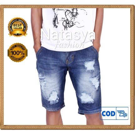 Jeans sobek/jeans sobek pria/celana pendek distro/celana jeans pendek sobek pria/celana sobek