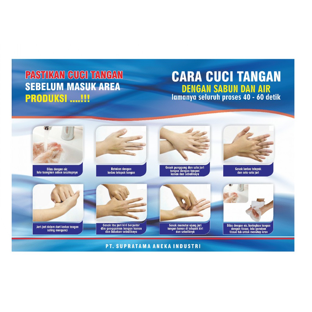 

Stiker Vinily Petunjuk cuci tangan Pada Rumah Produksi
