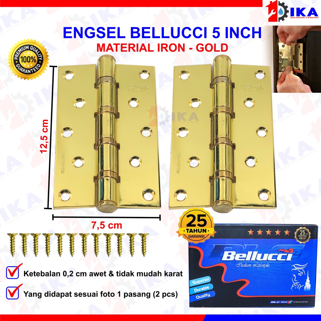 Engsel 5 inc Stainless tebal/ Engsel 5 Inch Stainless Tebal BELLUCCI BLC BELUCI / ENGSEL STANLIS engsel jendela engsel pintu,kunci pintu/jendela ORIGINAL anti karat bergaransi tebal kuat kupu2