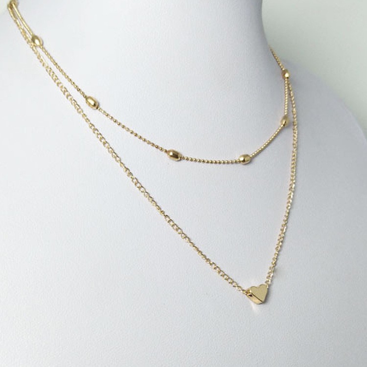 kalung Fashion Korea Simple Berbentuk hati Multilayer Necklace