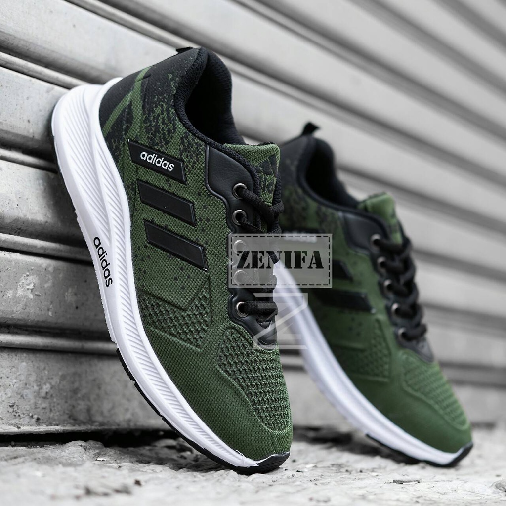 SEPATU OLAHRAGA PRIA ADIDAS NEO MEN SNEAKERS SEPATU LARI PRIA SPORT SHOES SEPATU ADIDAS PRIA-Army