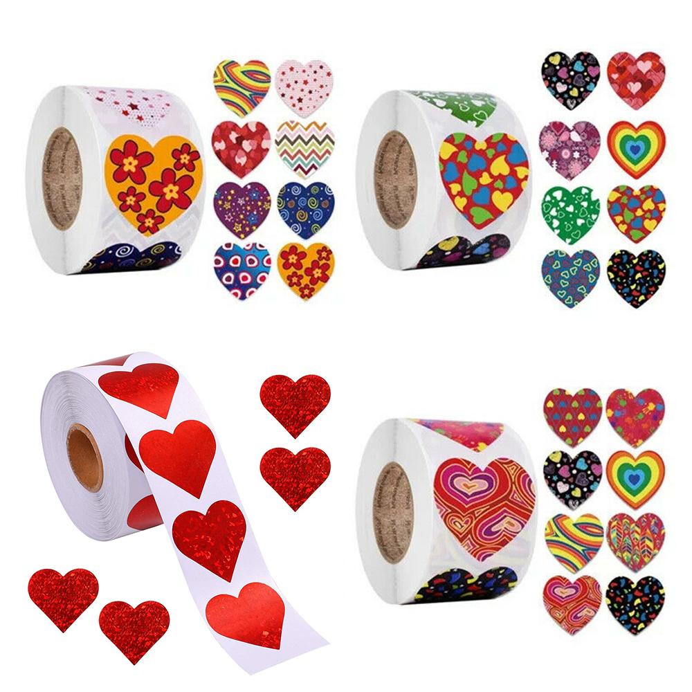 R-flower 500pcs/Roll Kertas Kemasan Stiker Scrapbooking Self-adhesive Valentine Day Gift Box Packing