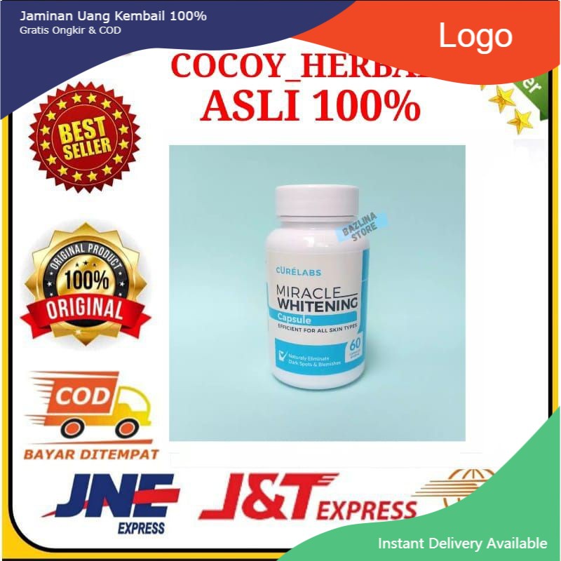 Kapsul Pemutih Badan Alami - Miracle Whitening Capsule w/ Glutathione, Collagen & Vit C