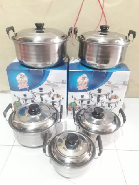 PANCI MURAH 5 SET - PANCI 5 SUSUN STAINLESS STEEL - PANCI MUSCLE KITCHEN - TOKO HAF STORE