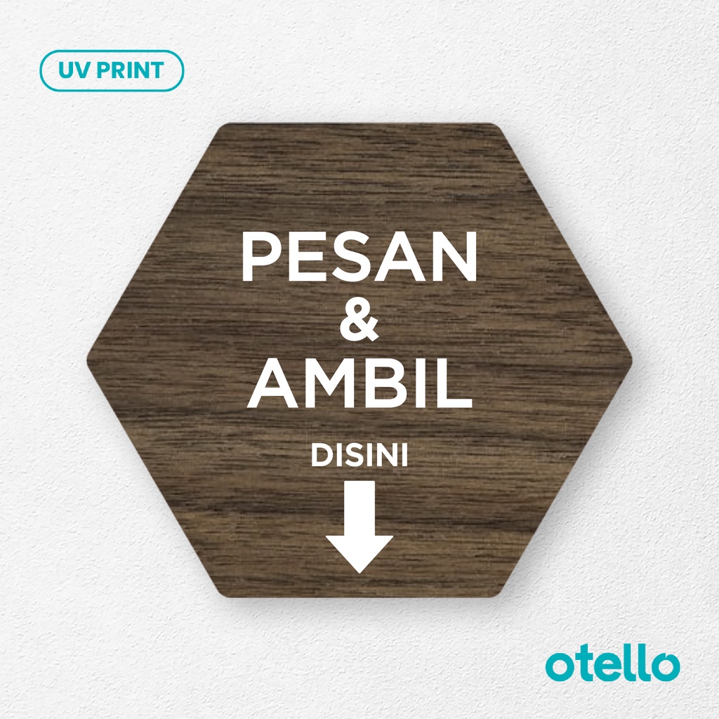 Signage Pesan dan Ambil Disini Sign Board Kayu Wood Papan Label Tempel Toko Cafe Restoran Dekorasi Tanda Penanda Petunjuk Wall Decor