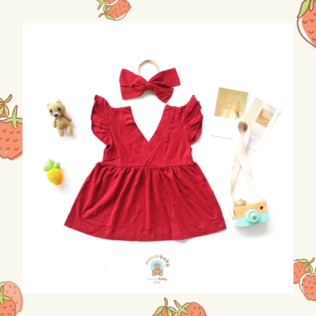 MBSS - DRESS BABY VIVI Free Headband / Dress Bayi Perempuan / Baju Bayi Cewek / Pakaian Bayi Perempuan Lucu