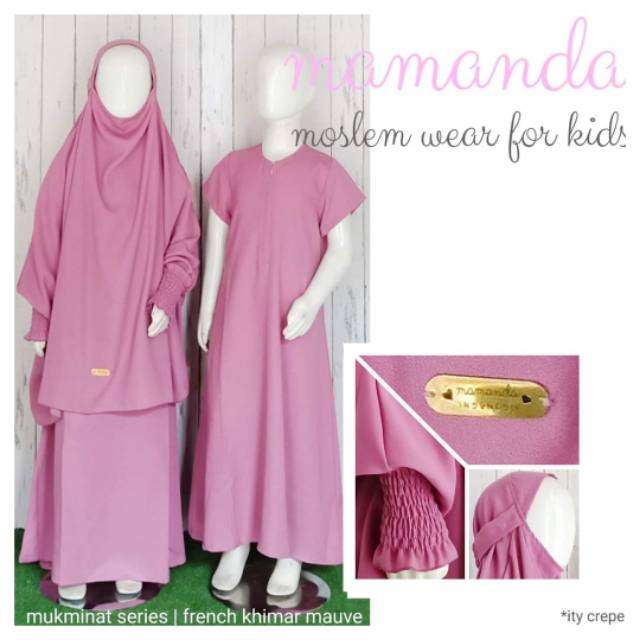 Mamanda || Set Gamis Anak French Khimar Mauve