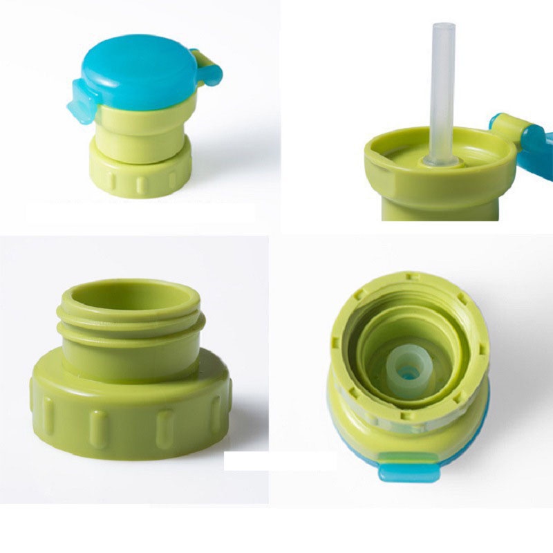 1 Set Kids Water Bottle Cap Spill Proof Juice Soda Water Bottle with Straw Safe Drink Straw Sippy Cap Feeding for Kids