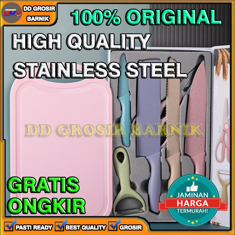 [DGB] PISAU 6 SET JERAMI STAINLESS STEEL BOX MAGNET TALENAN WHEAT FOOD GRADE BESI