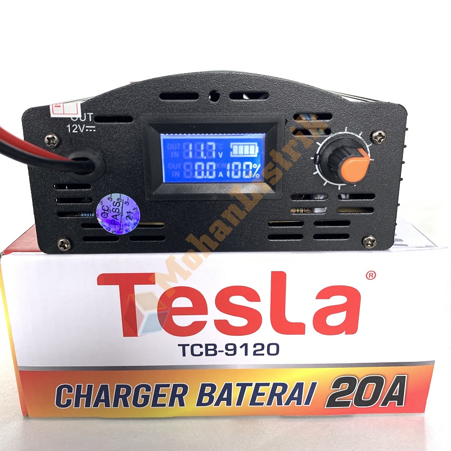 Pengecas Cas Aki Tesla Digital 20 Ampere Charger Baterai Aki 20A 12V Batre Baterry